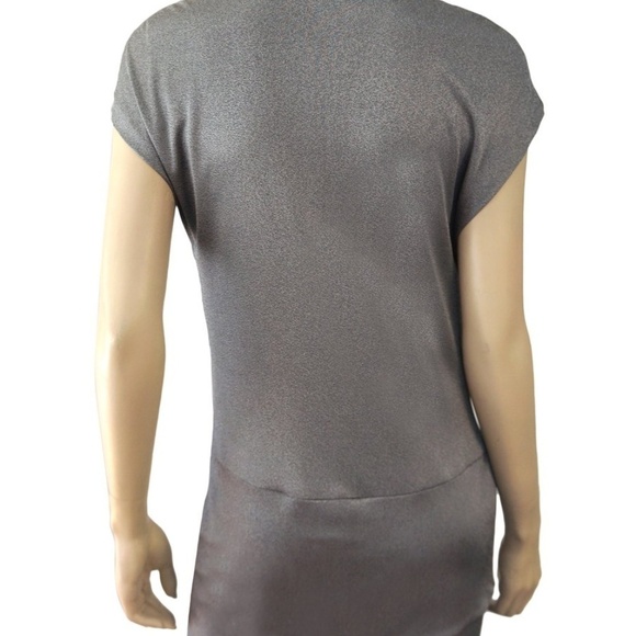 XS Grey Bodycon Cowl Neck Asymmetrical Hem Dress - Picture 6 of 7